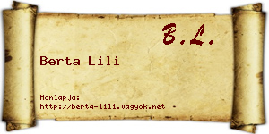 Berta Lili névjegykártya